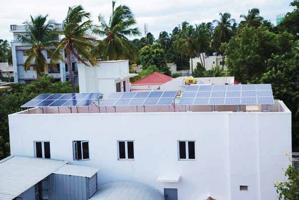 Commercial building with a rooftop solar installation